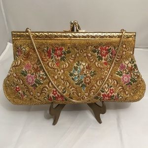 Vintage Gold Beaded Clutch
